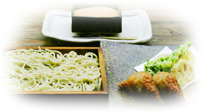 お蕎麦、野菜天ぷら、いなり寿司